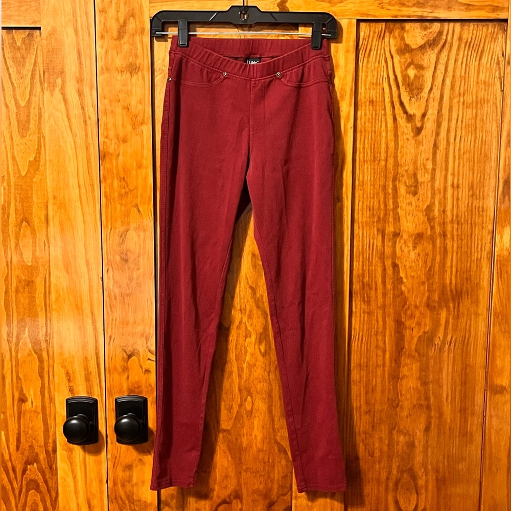 Dark Red Denim Jeggings